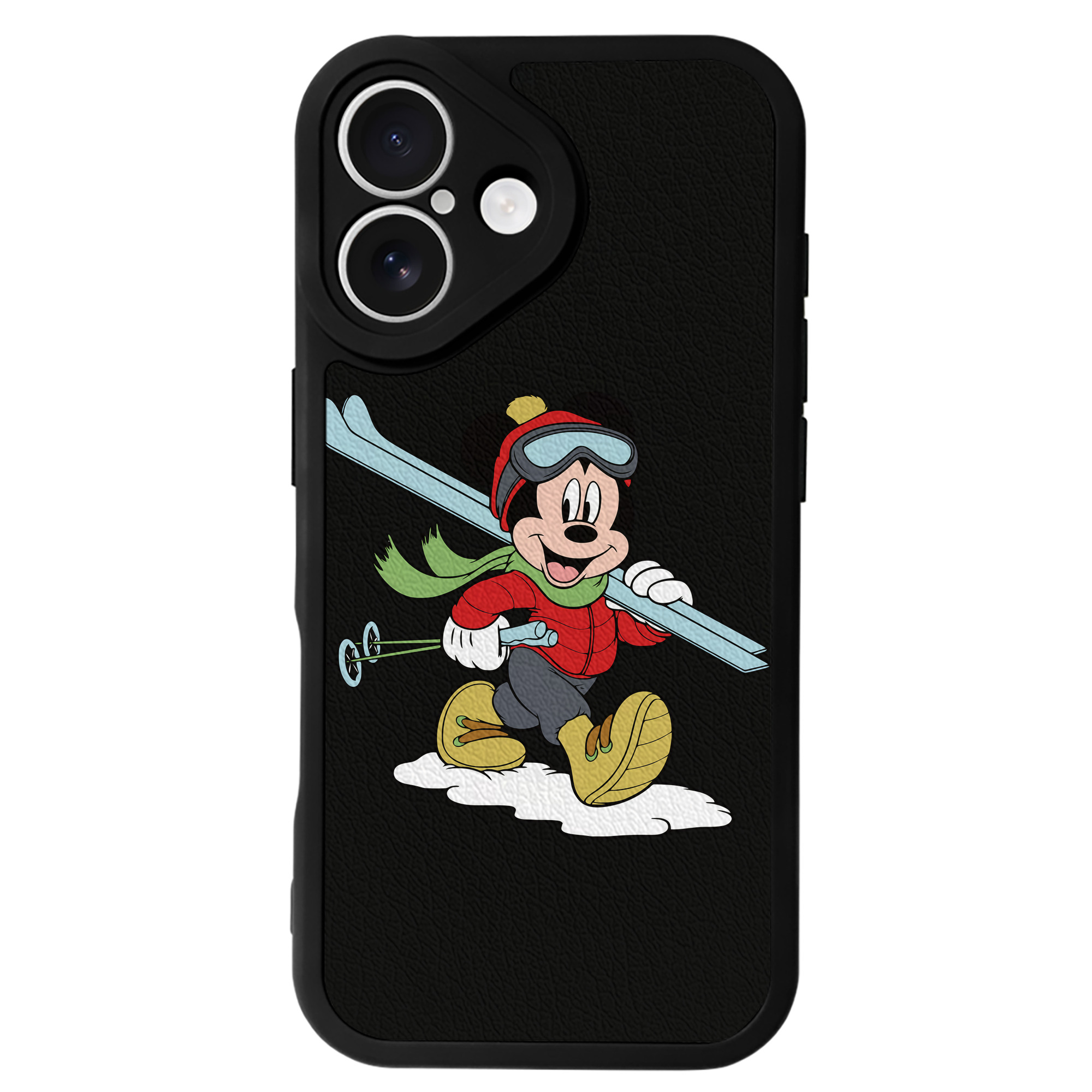 （画像用） ミッキーマウス Mickey Mouse 【iPhone 16シリーズ対応】シリコンスマホケース（レザー調） 材質：シリコン